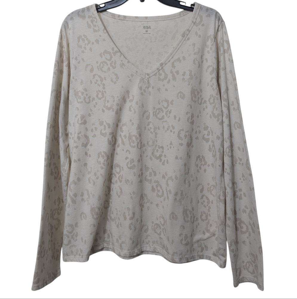 Leopard Print V-Neck Long Sleeve T-Shirt, Women's XLT, EUC